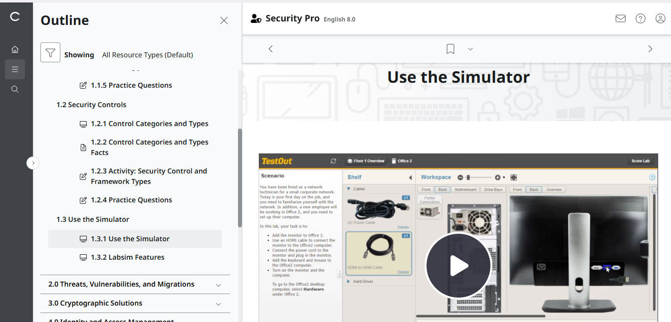 TestOut Security Pro for Security+ (SY0-701) - Individual License : 12 Month Access