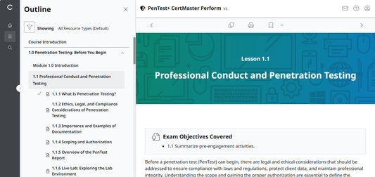 CertMaster Perform لـ CompTIA PenTest+ PT0-003 (الإصدار 3) - وصول لمدة 3 أشهر
