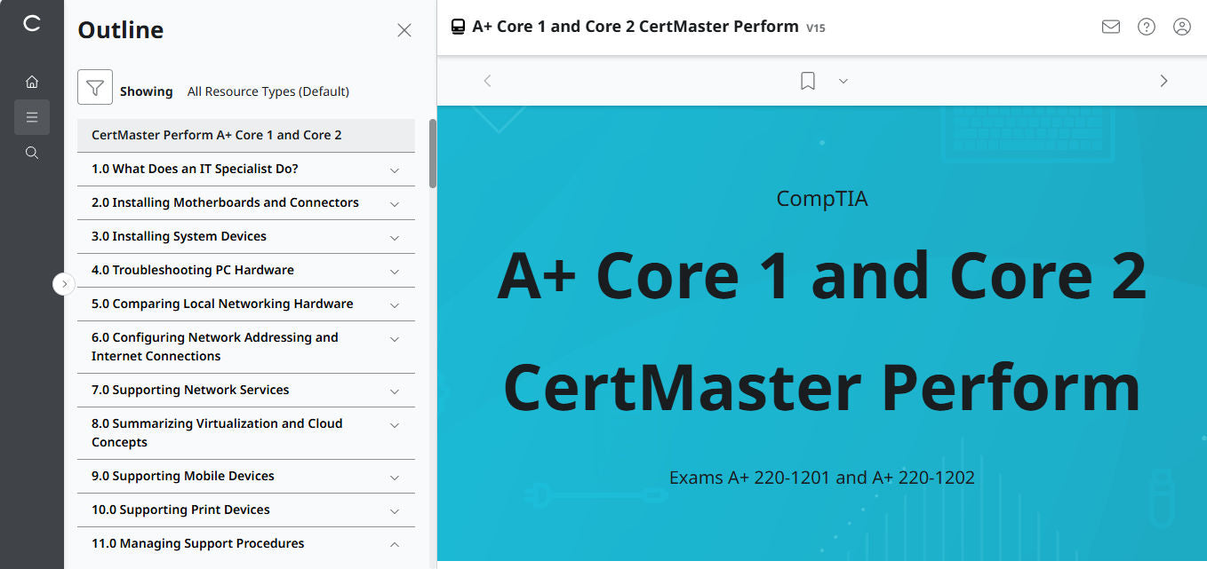CompTIA A+ Core 1 &amp; 2 CertMaster Perform (V15) (เข้าใช้งาน 4 เดือน) (🛒ข้อเสนอพิเศษ)
