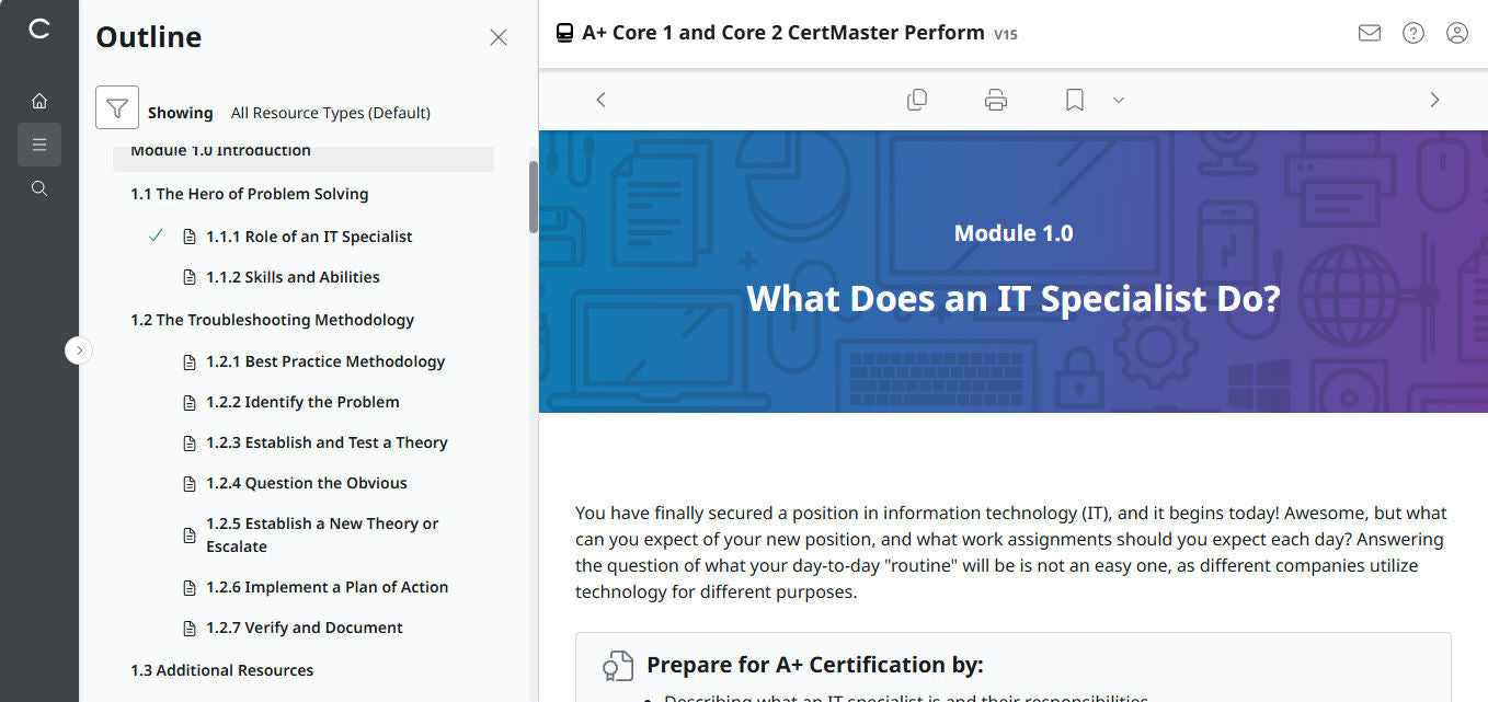 CompTIA A+ Core 1 &amp; 2 CertMaster Perform (V15) (เข้าใช้งาน 4 เดือน) (🛒ข้อเสนอพิเศษ)