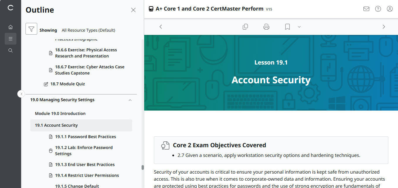 CompTIA A+ Core 1 & 2 CertMaster Perform  (V15) (4 Month Access)