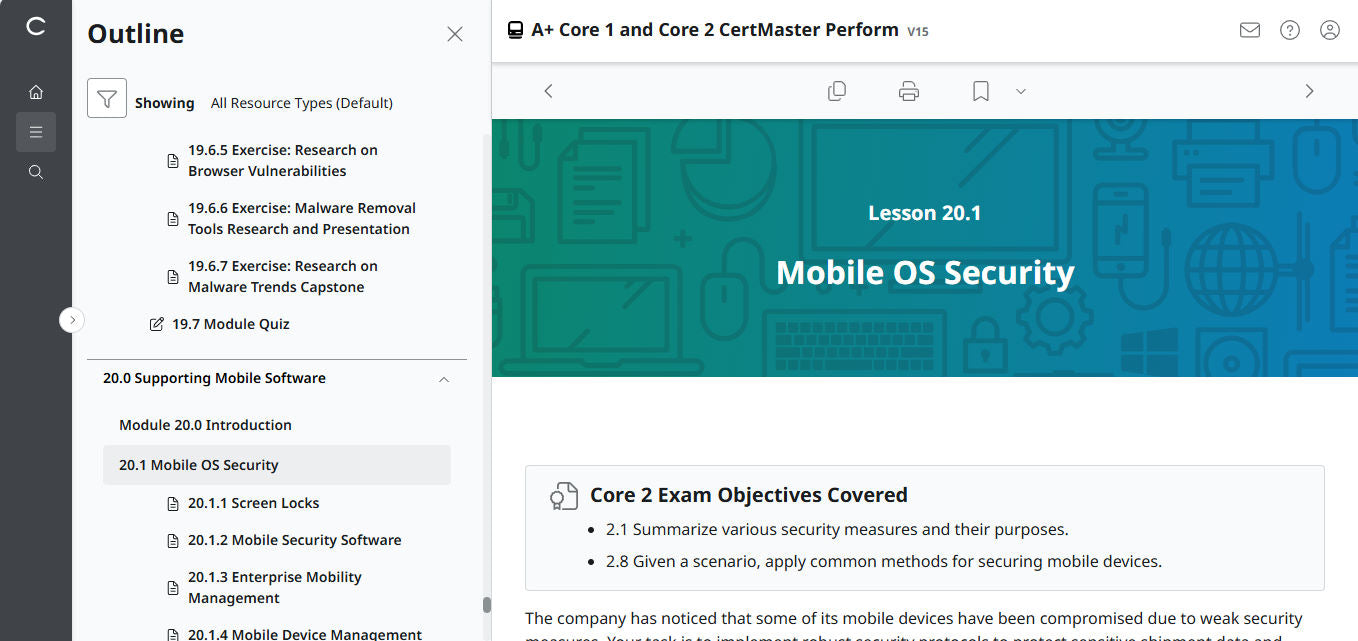 CompTIA A+ Core 1 & 2 CertMaster Perform  (V15) (4 Month Access)