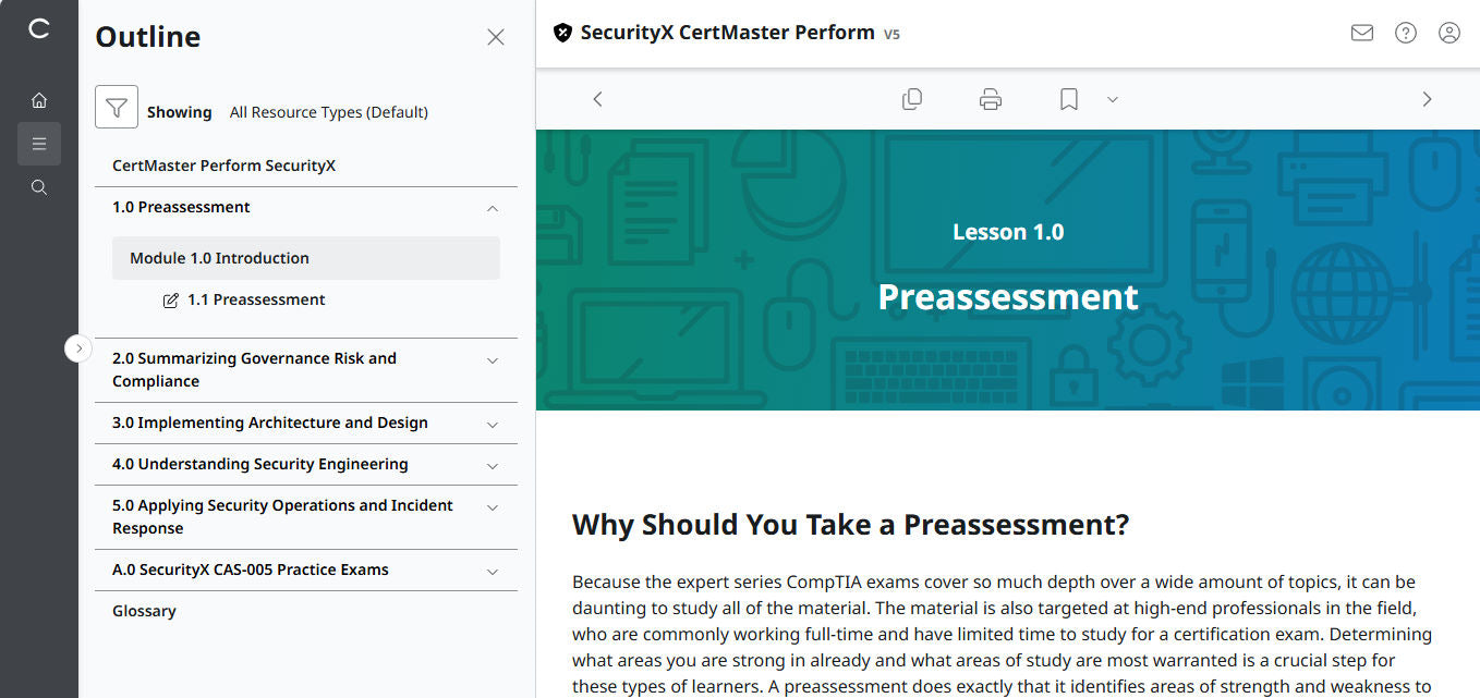 CertMaster Perform สำหรับ CompTIA SecurityX (CASP+) CAS-005 สิทธิ์เข้าใช้งาน 3 เดือน (🛒ข้อเสนอพิเศษ) 