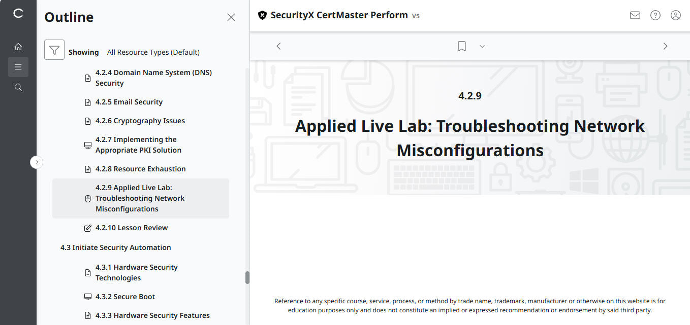 CertMaster Perform สำหรับ CompTIA SecurityX (CASP+) CAS-005 สิทธิ์เข้าใช้งาน 3 เดือน (🛒ข้อเสนอพิเศษ) 