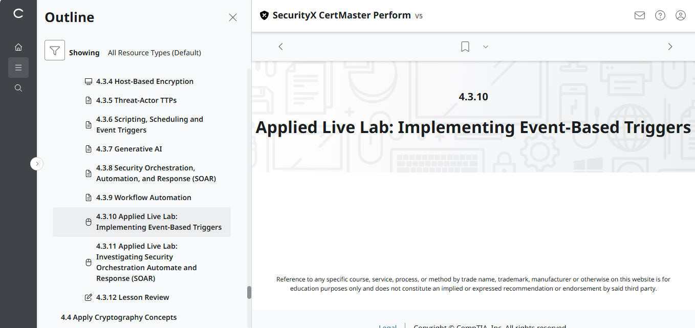 CertMaster Perform สำหรับ CompTIA SecurityX (CASP+) CAS-005 สิทธิ์เข้าใช้งาน 3 เดือน (🛒ข้อเสนอพิเศษ) 