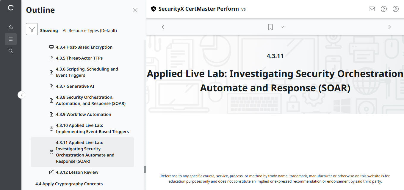 CertMaster Perform สำหรับ CompTIA SecurityX (CASP+) CAS-005 สิทธิ์เข้าใช้งาน 3 เดือน (🛒ข้อเสนอพิเศษ) 